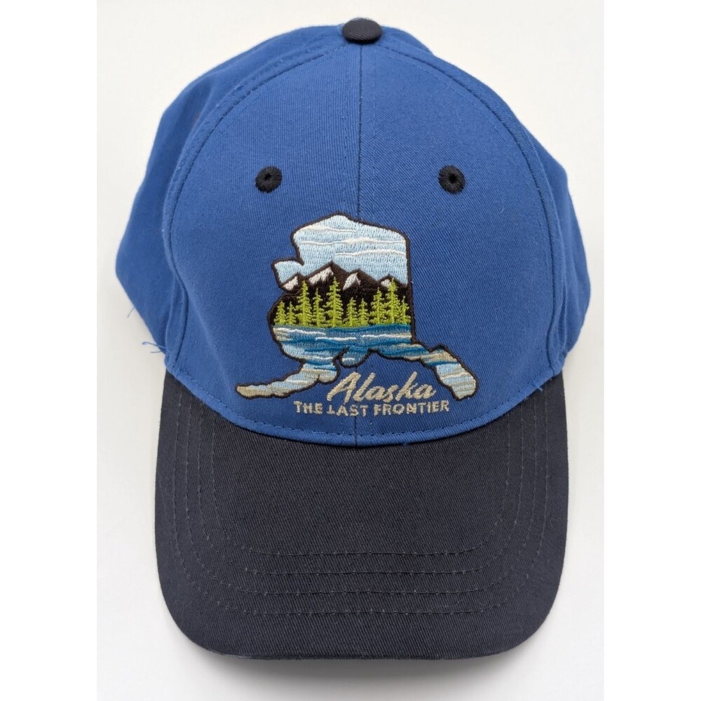 Alaska Outpost The Last Frontier Alaska Baseball Hat Cap Blue